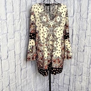 MELISSA PAIGE Paisley and‎ Floral Bohemian Blouse Large